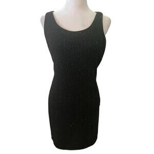 Vintage Warren Petites Black Party Dress w/Clusters Black Glitter  6​
